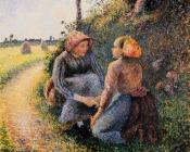 卡米耶 毕沙罗 : Seated and Kneeling Peasants